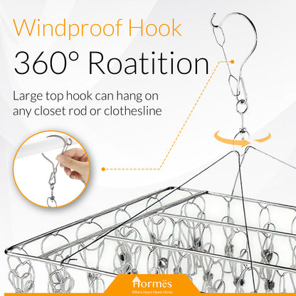 Homres Stainless Steel Clothes Drying Rack with 50 Pegs