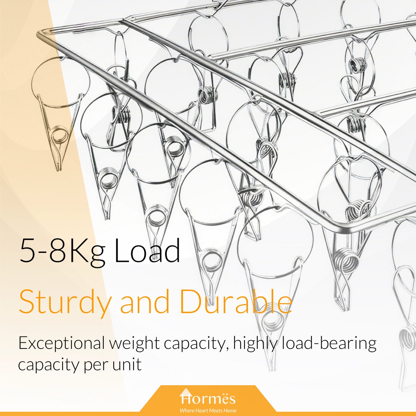 Homres Stainless Steel Clothes Drying Rack with 50 Pegs