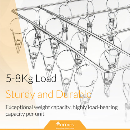 Homres Stainless Steel Clothes Drying Rack with 50 Pegs