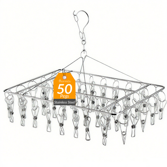 Homres Stainless Steel Clothes Drying Rack with 50 Pegs
