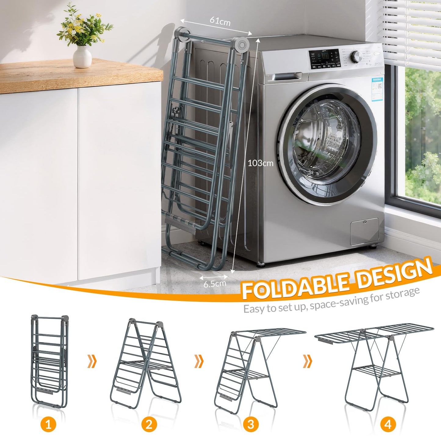 Hormes Foldable Laundry Drying Rack with 2-Tier
