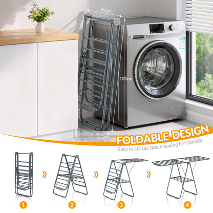Hormes Foldable Laundry Drying Rack with 2-Tier