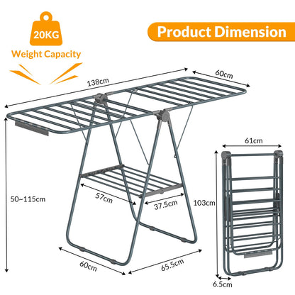 Hormes Foldable Laundry Drying Rack with 2-Tier