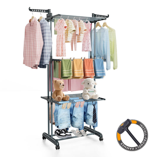 Hormes Foldable 4 Tier Clothes Airer Clothes Drying Rack