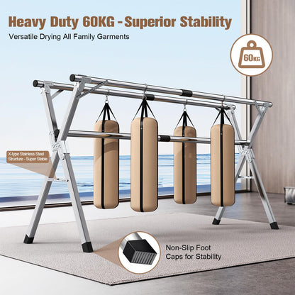 Hormes 2.4M Adjustable Foldable Clothes Drying Rack