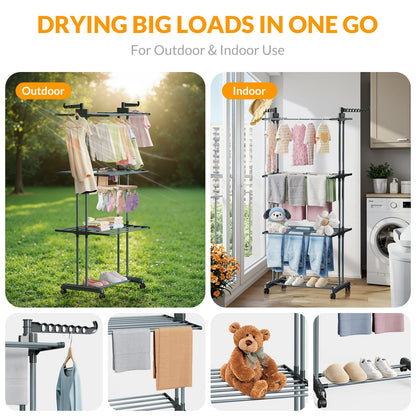 Hormes Foldable 4 Tier Clothes Airer Clothes Drying Rack