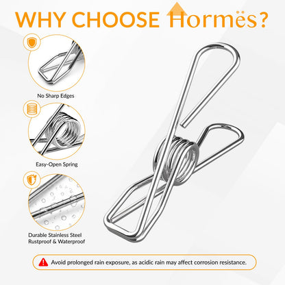 Hormes 100 Pack Stainless Steel Pegs for Washing Line