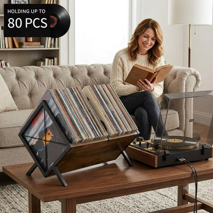 Hormes Vinyl Record Storage Rack, 80–100 LP Record Holder Stand
