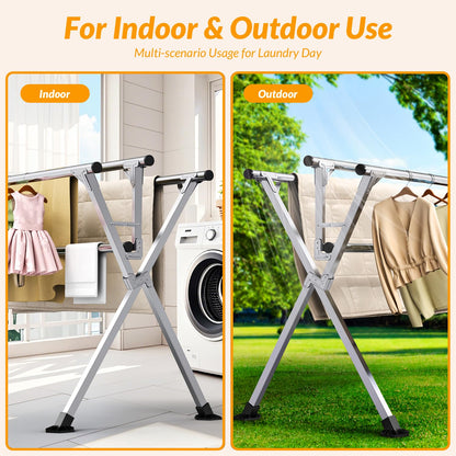 Hormes Clothes Drying Rack, Luxury 2.4M Adjustable Clothes Airer Laundry Drying Rack with 4 Rods