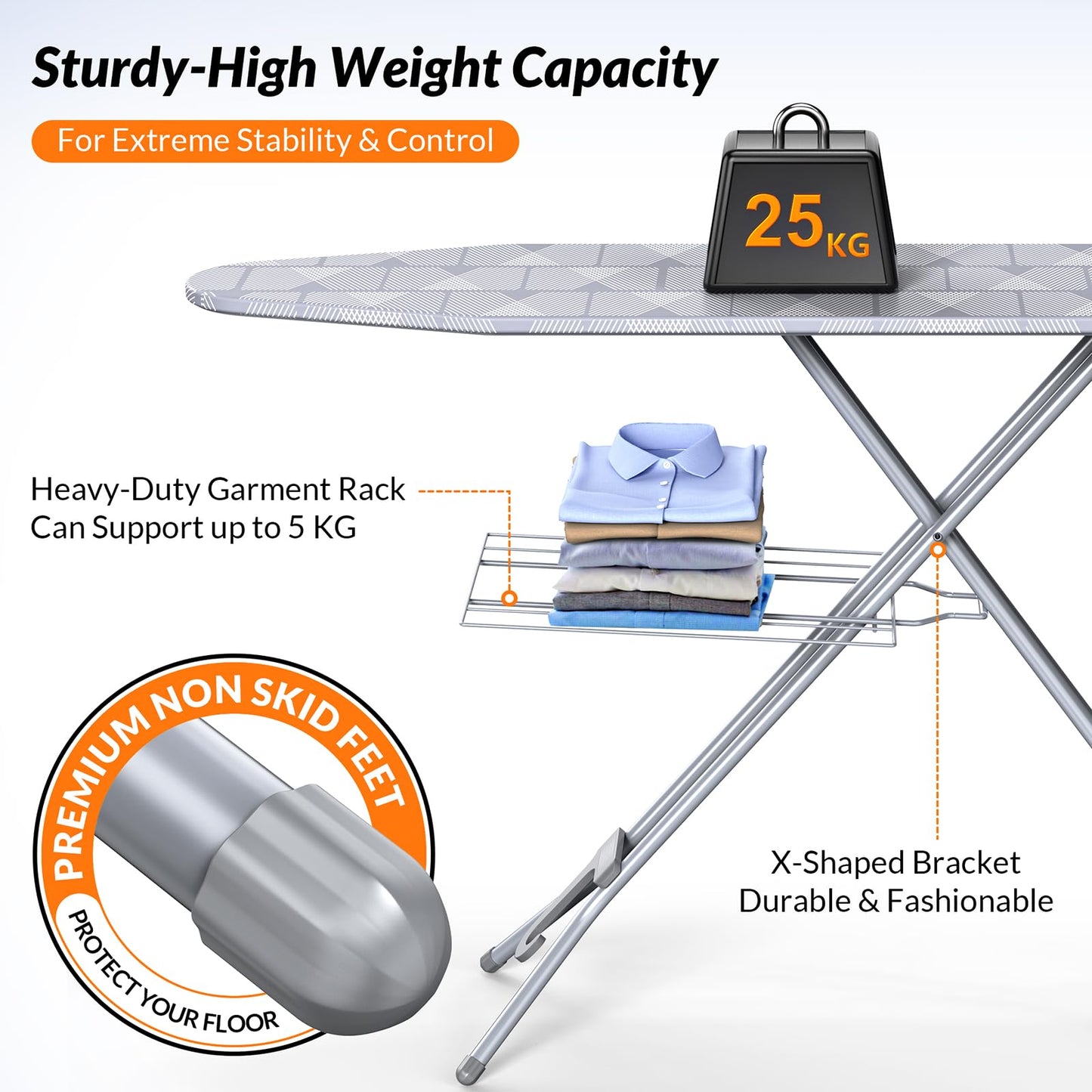 Hormes Ironing Board, 145x38cm with Steam Iron Rest