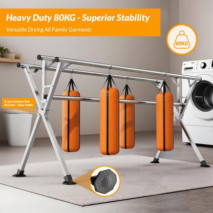 Hormes Clothes Drying Rack, Luxury 2.4M Adjustable Clothes Airer Laundry Drying Rack with 4 Rods