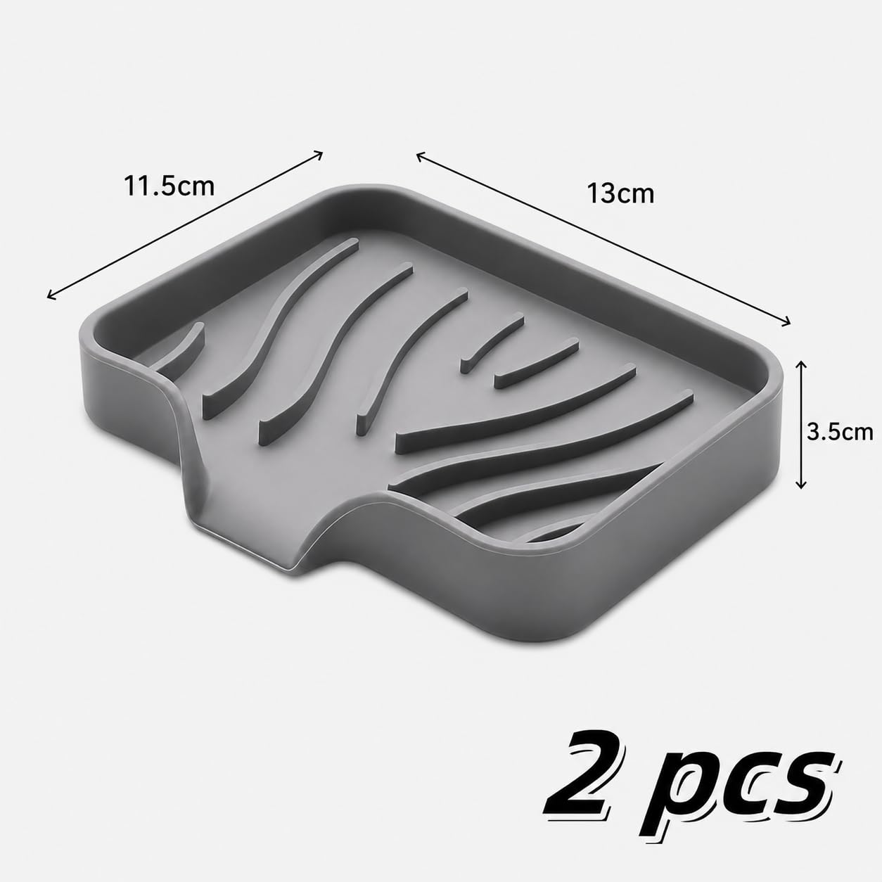 Hormes Silicone Soap Dish, 2 Pack Self Draining Soap Holder with Waterfall Drain Spout
