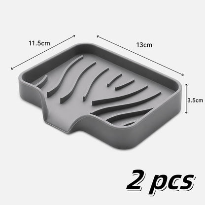 Hormes Silicone Soap Dish, 2 Pack Self Draining Soap Holder with Waterfall Drain Spout