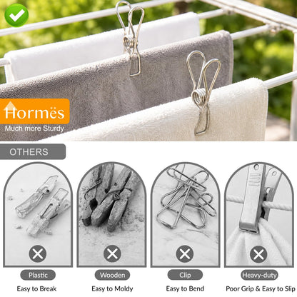 Hormes 100 Pack Stainless Steel Pegs for Washing Line