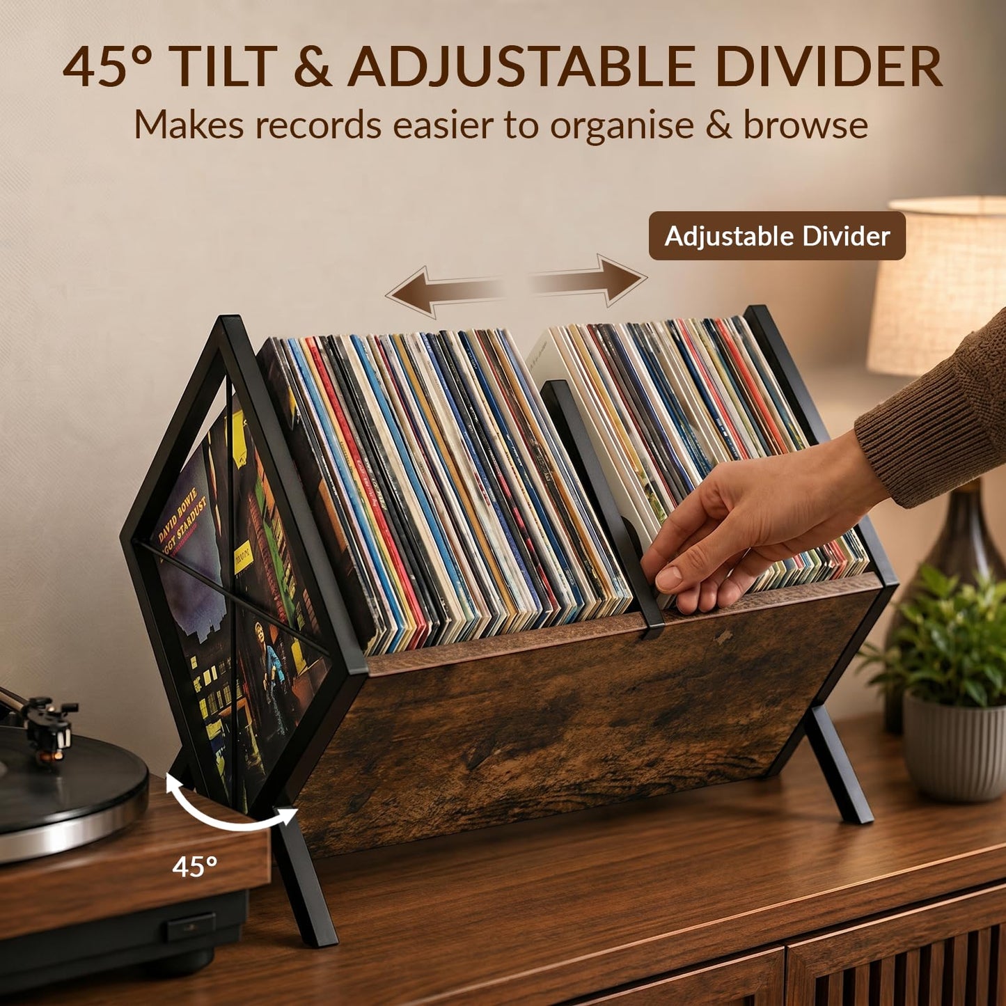 Hormes Vinyl Record Storage Rack, 80–100 LP Record Holder Stand
