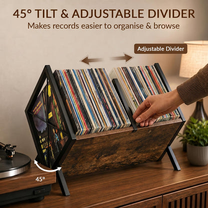 Hormes Vinyl Record Storage Rack, 80–100 LP Record Holder Stand