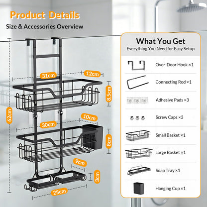 Hormes Shower Caddy Hanging, 3-Tier Shower Shelf Over The Door