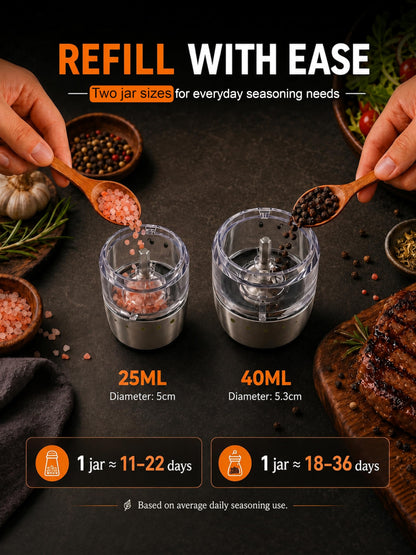 Hormes 2 in 1 Electric Salt and Pepper Grinder Set